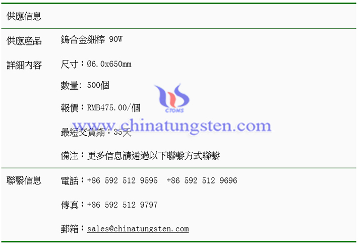 鎢合金細(xì)棒價格表圖片